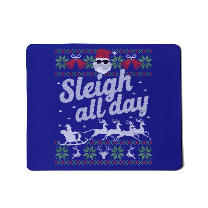 Ugly Christmas Sweater Santa Sleigh All Day Gift Mousepad