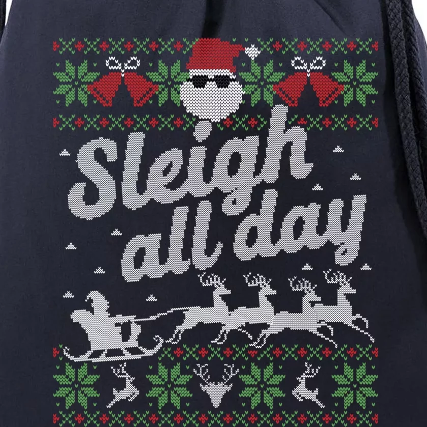 Ugly Christmas Sweater Santa Sleigh All Day Gift Drawstring Bag