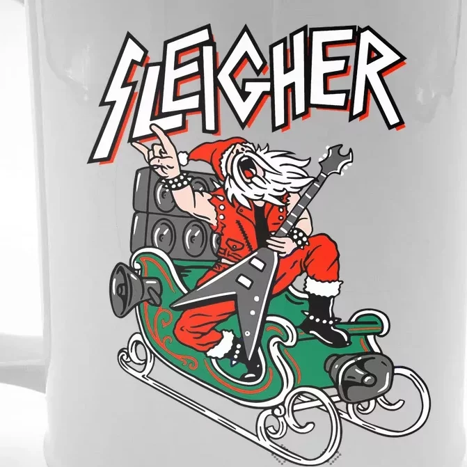 Ugly Christmas Sweater Sleigher Heavy Metal Santa Xmas Front & Back Beer Stein