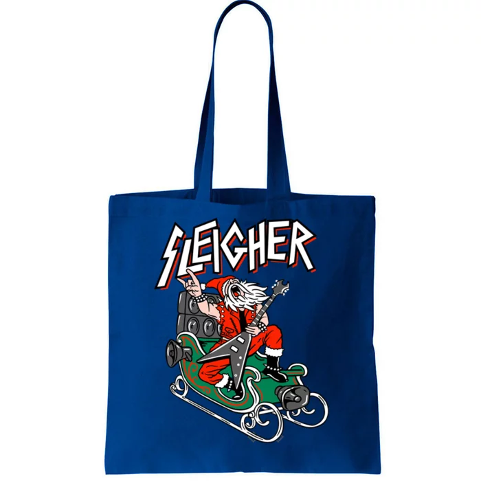 Ugly Christmas Sweater Sleigher Heavy Metal Santa Xmas Cool Gift Tote Bag