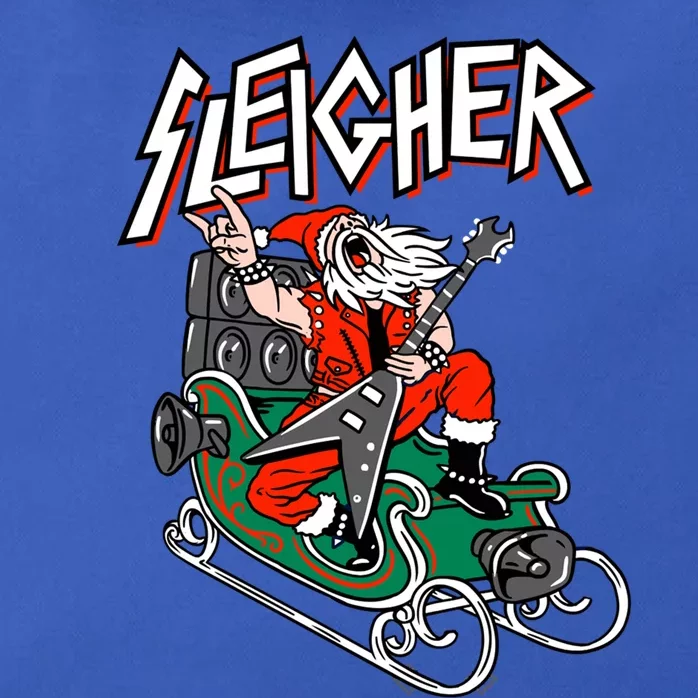 Ugly Christmas Sweater Sleigher Heavy Metal Santa Xmas Cool Gift Zip Tote Bag