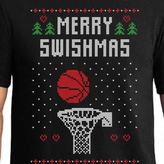 Ugly Christmas Sweater Ugly Sweater Swishmas Basketball Gift Pajama Set