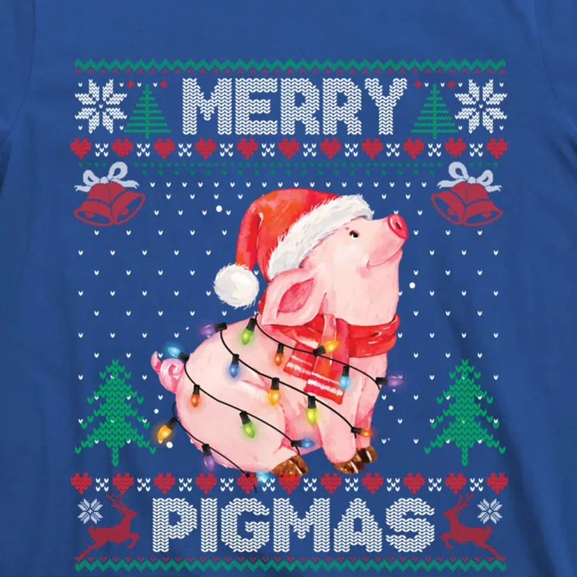 Ugly Christmas Sweater Pig Lover Xmas Lights Santa Gift T-Shirt