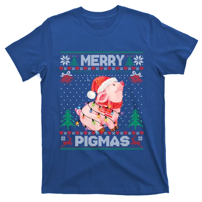 Ugly Christmas Sweater Pig Lover Xmas Lights Santa Gift T-Shirt