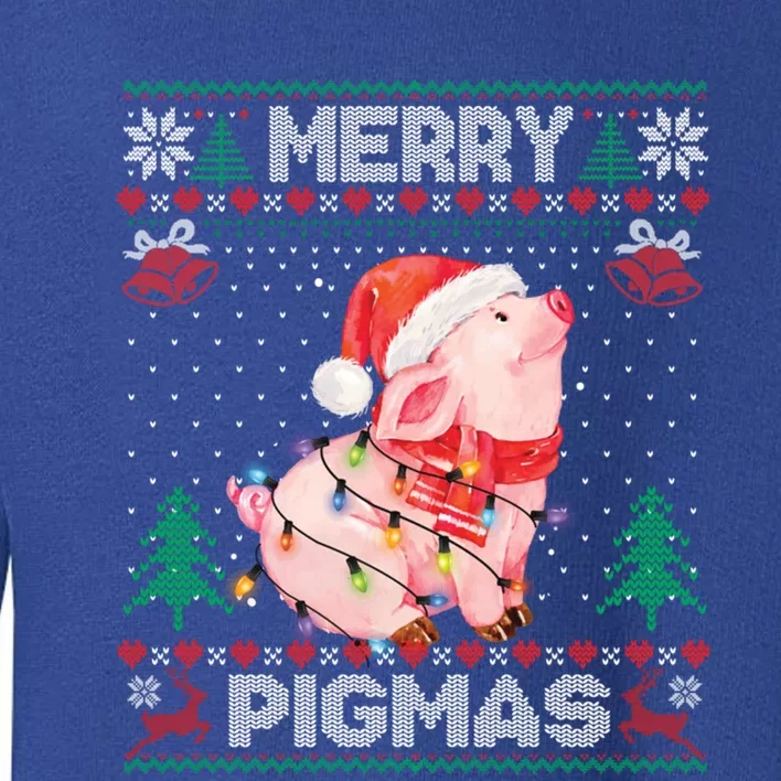 Ugly Christmas Sweater Pig Lover Xmas Lights Santa Gift Toddler Sweatshirt