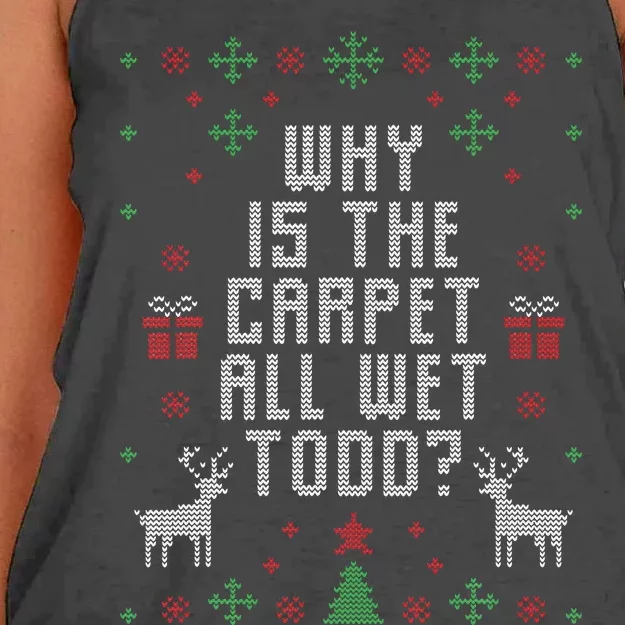 Ugly Christmas Sweater Why Is The Carpet Wet Todd Women's Knotted Racerback Tank