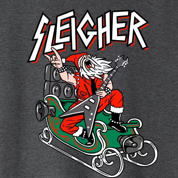 Ugly Christmas Sweater Sleigher Heavy Metal Santa Xmas Women's Crop Top Tee