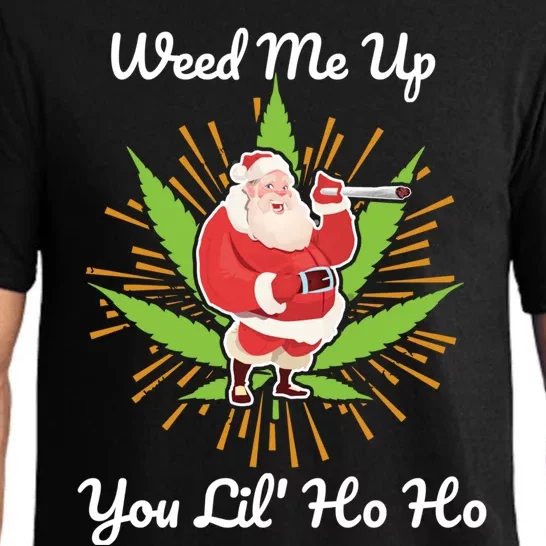 Ugly Christmas Sweater Santa Claus Smoking Marijuana Leaf Gift Pajama Set