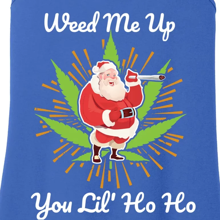 Ugly Christmas Sweater Santa Claus Smoking Marijuana Leaf Gift Ladies Essential Tank