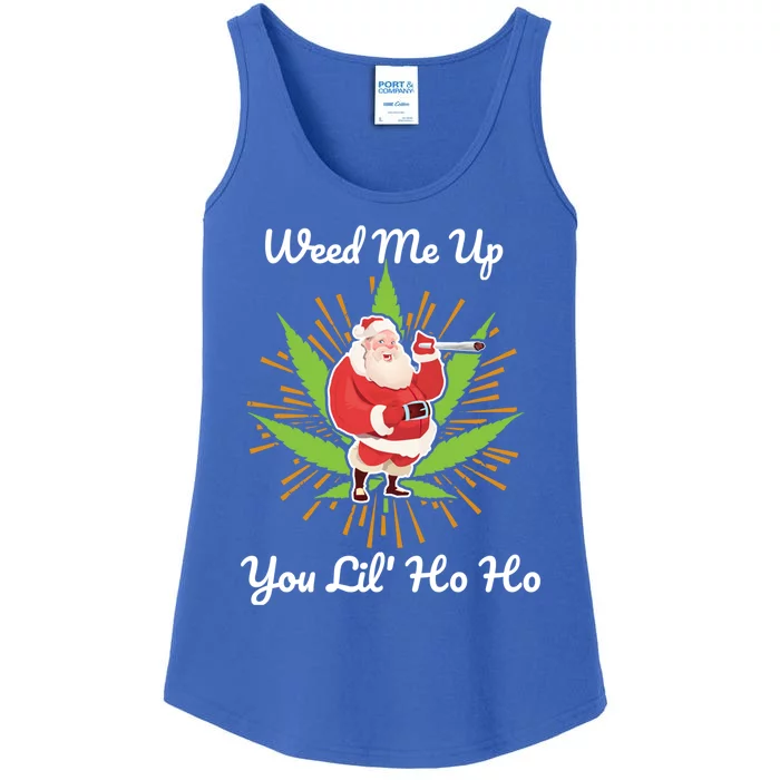 Ugly Christmas Sweater Santa Claus Smoking Marijuana Leaf Gift Ladies Essential Tank