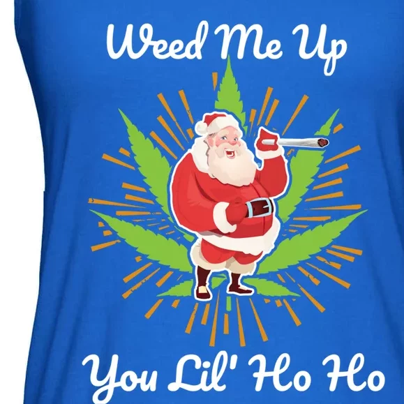 Ugly Christmas Sweater Santa Claus Smoking Marijuana Leaf Gift Ladies Essential Flowy Tank