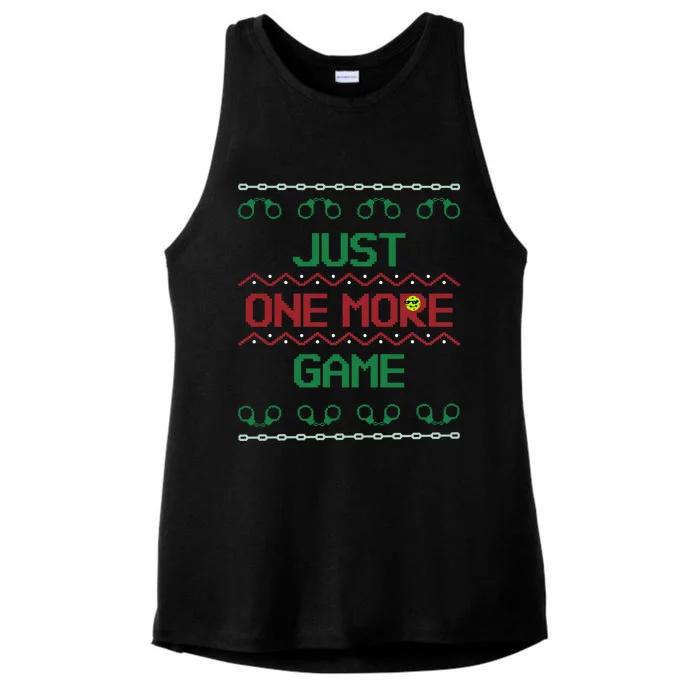 Ugly Christmas Sweater Pickleball Cool Gift Just One More Game Cool Gift Ladies Tri-Blend Wicking Tank