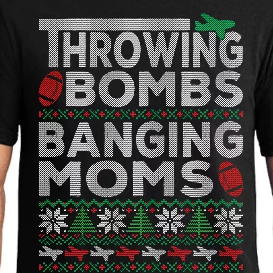 Ugly Christmas Sweater Football Throwing Bombs Banging Moms Pajama Set