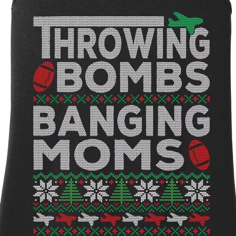 Ugly Christmas Sweater Football Throwing Bombs Banging Moms Ladies Essential Tank