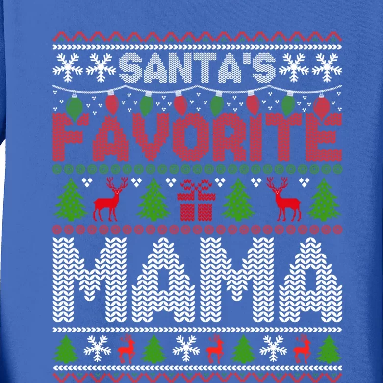 Ugly Christmas Sweaters SantaS Favorite Mama Cute Gift Kids Long Sleeve Shirt