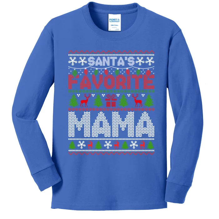 Ugly Christmas Sweaters SantaS Favorite Mama Cute Gift Kids Long Sleeve Shirt