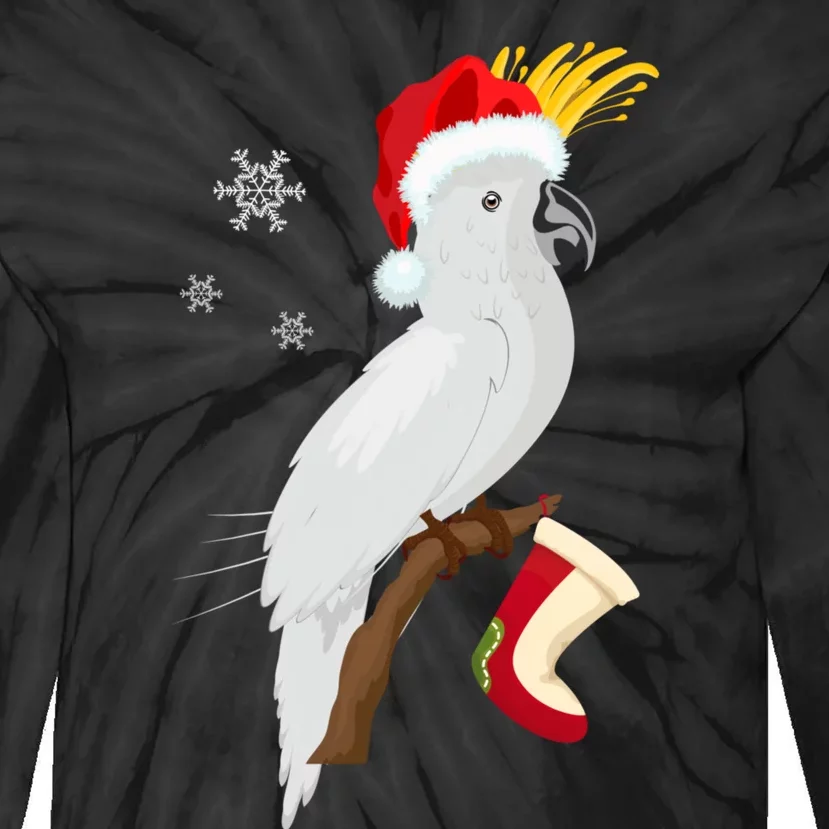 Umbrella Cockatoo Santa Hat Funny Christmas Tie-Dye Long Sleeve Shirt