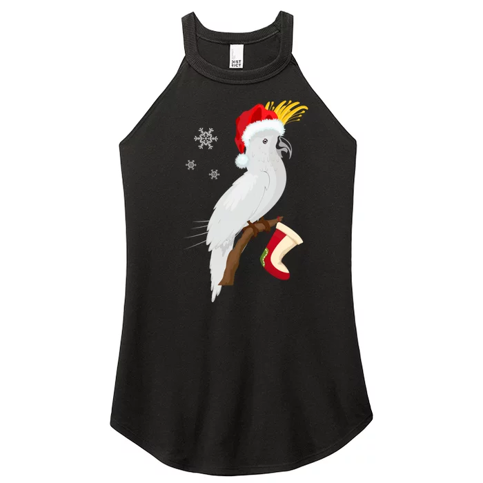 Umbrella Cockatoo Santa Hat Funny Christmas Women’s Perfect Tri Rocker Tank