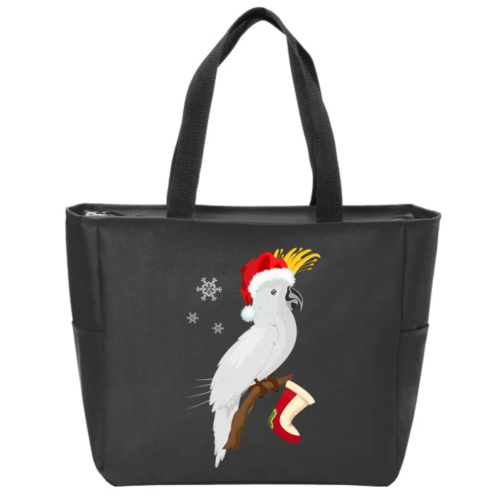 Umbrella Cockatoo Santa Hat Funny Christmas Zip Tote Bag