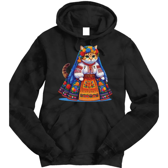 Ukrainian Cat Supportive Design Tie Dye Hoodie