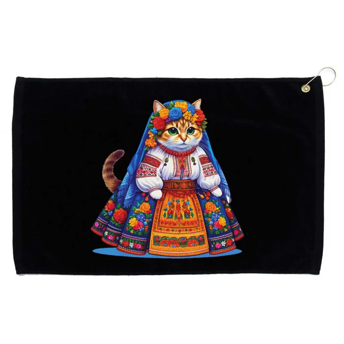 Ukrainian Cat Supportive Design Grommeted Golf Towel