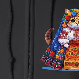 Ukrainian Cat Supportive Design Full Zip Hoodie