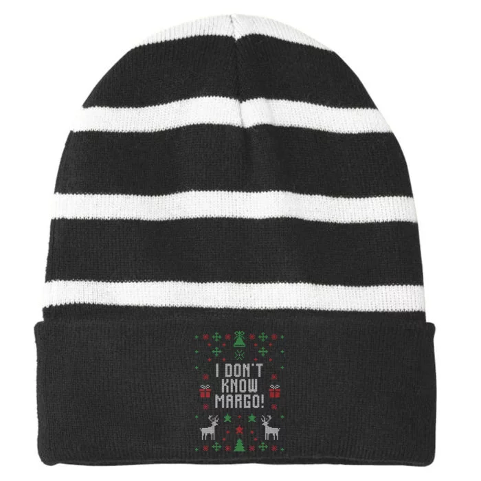 Ugly Christmas Sweater I Don't Know Margo Striped Beanie with Solid Band