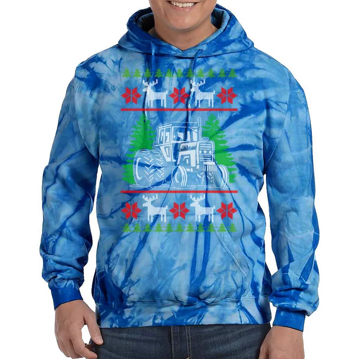 Ugly Christmas Style Gift Farmer Tractor Gift Tie Dye Hoodie