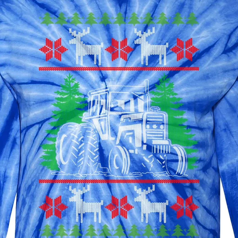 Ugly Christmas Style Gift Farmer Tractor Gift Tie-Dye Long Sleeve Shirt