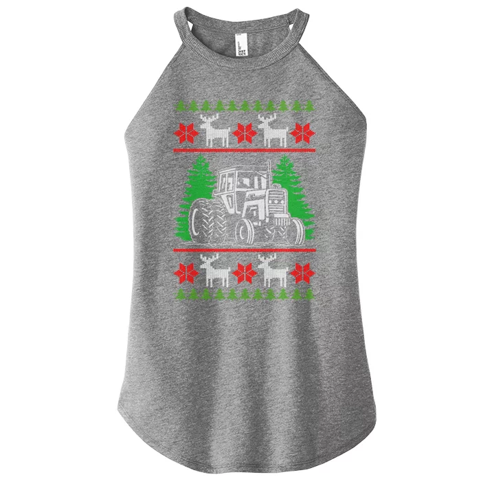 Ugly Christmas Style Gift Farmer Tractor Gift Women’s Perfect Tri Rocker Tank