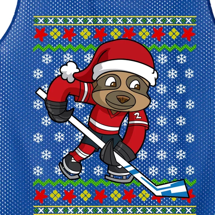 Ugly Christmas Sweater Gift Sloth Hockey Gift Mesh Reversible Basketball Jersey Tank