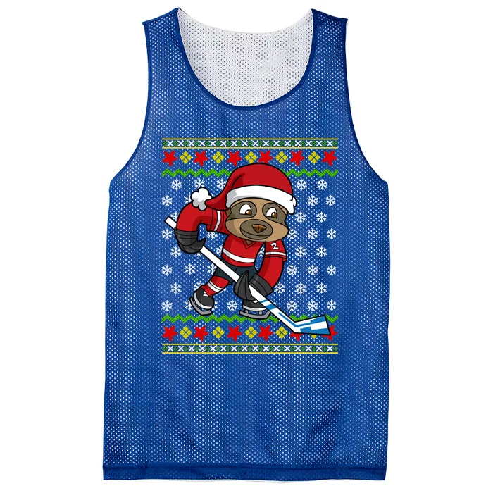 Ugly Christmas Sweater Gift Sloth Hockey Gift Mesh Reversible Basketball Jersey Tank