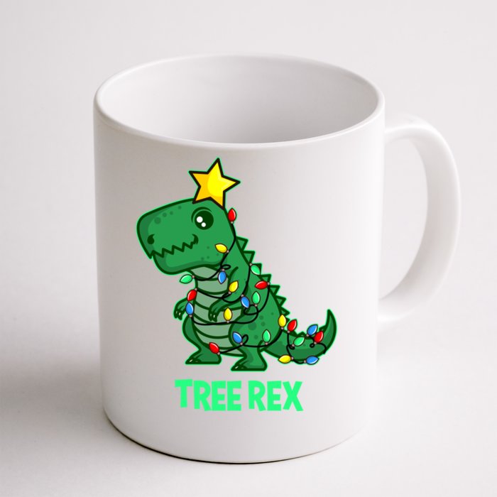 Ugly Christmas Sweater T Rex Christmas Tree Rex Gift Front & Back Coffee Mug