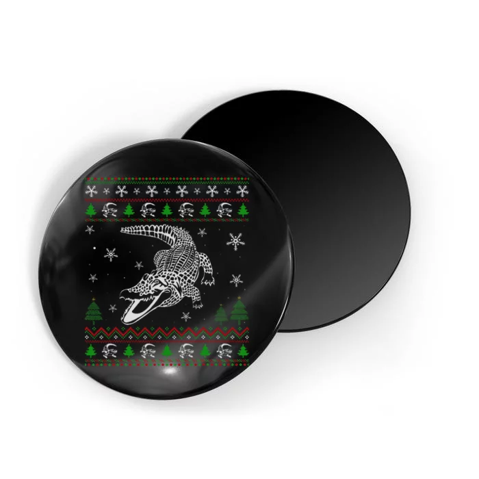 Ugly Christmas Sweater For Alligator Lovers Funny Ugly Magnet