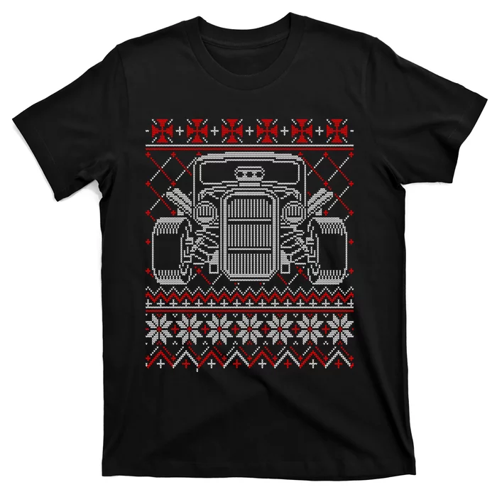 Ugly Christmas Sweater Fancy Cars Christmas Hotrod Racing Gift T-Shirt