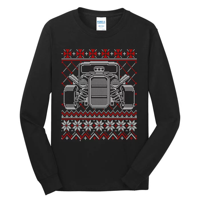 Ugly Christmas Sweater Fancy Cars Christmas Hotrod Racing Gift Tall Long Sleeve T-Shirt