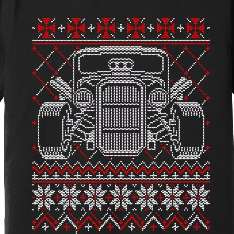 Ugly Christmas Sweater Fancy Cars Christmas Hotrod Racing Gift Premium T-Shirt