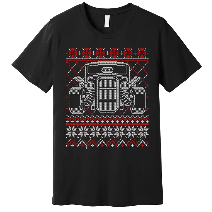 Ugly Christmas Sweater Fancy Cars Christmas Hotrod Racing Gift Premium T-Shirt