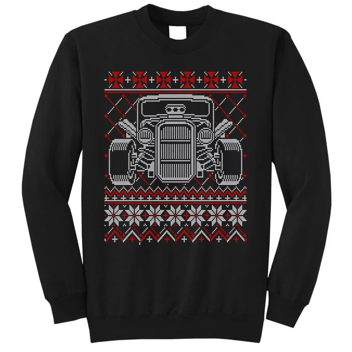 Ugly Christmas Sweater Fancy Cars Christmas Hotrod Racing Gift Tall Sweatshirt