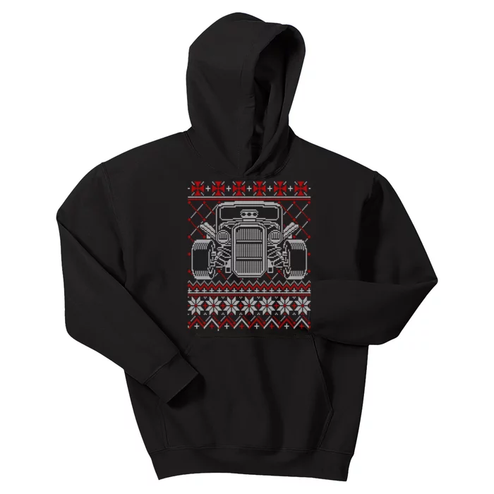 Ugly Christmas Sweater Fancy Cars Christmas Hotrod Racing Gift Kids Hoodie