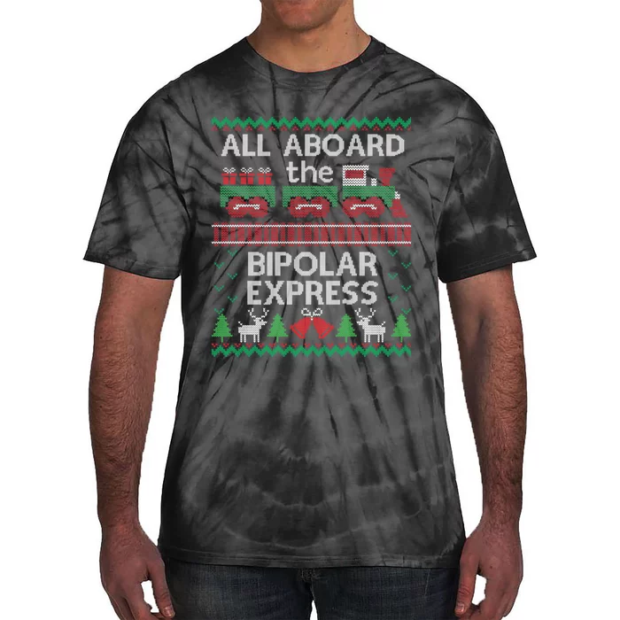 Ugly Christmas Sweater Bipolar Express Train Tie-Dye T-Shirt