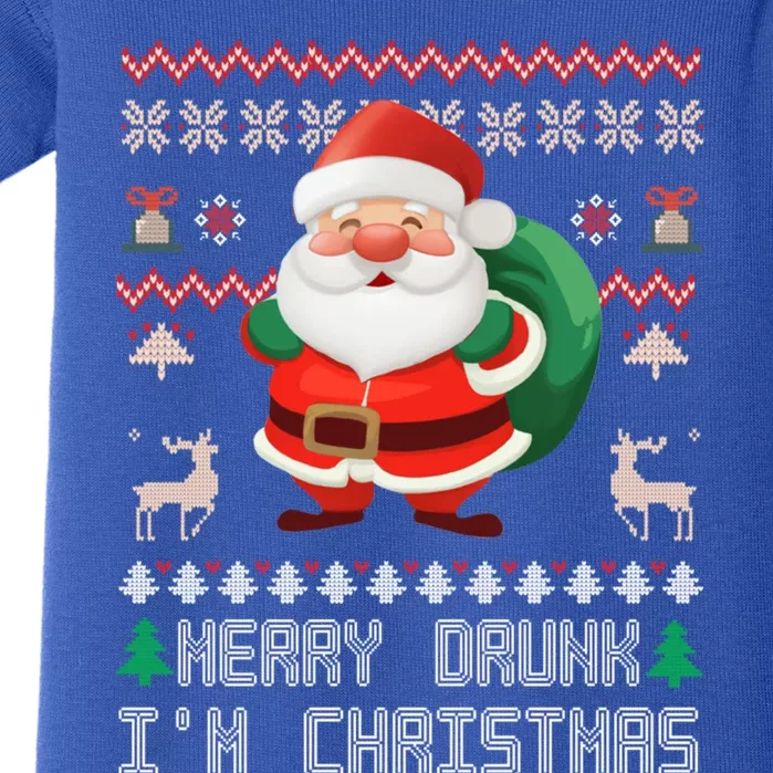 Ugly Christmas Sweater Design Merry Drunk IM Christmas Gift Baby Bodysuit