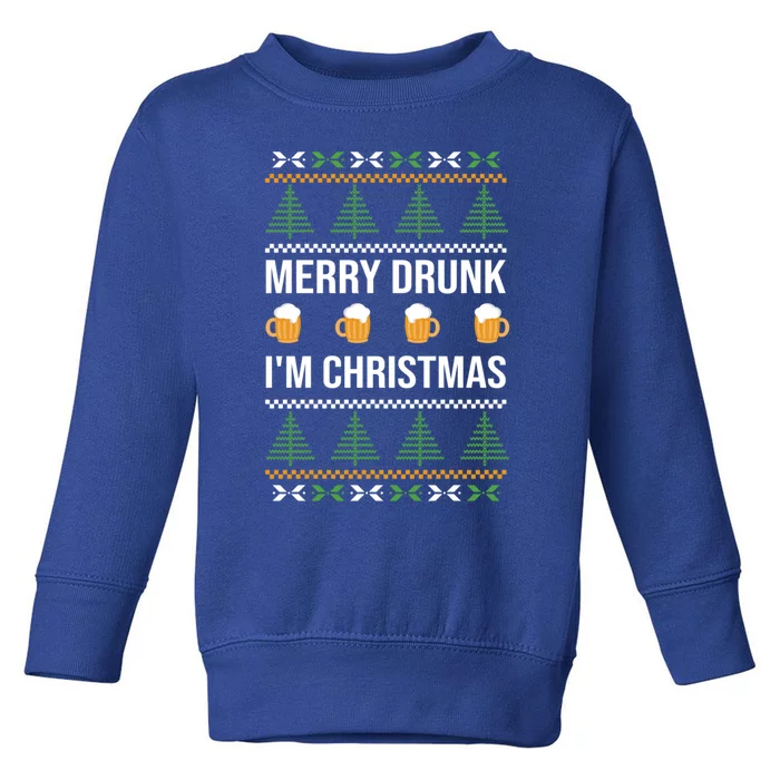 Ugly Christmas Sweater Santa Claus Merry Drunk IM Christmas Gift Toddler Sweatshirt