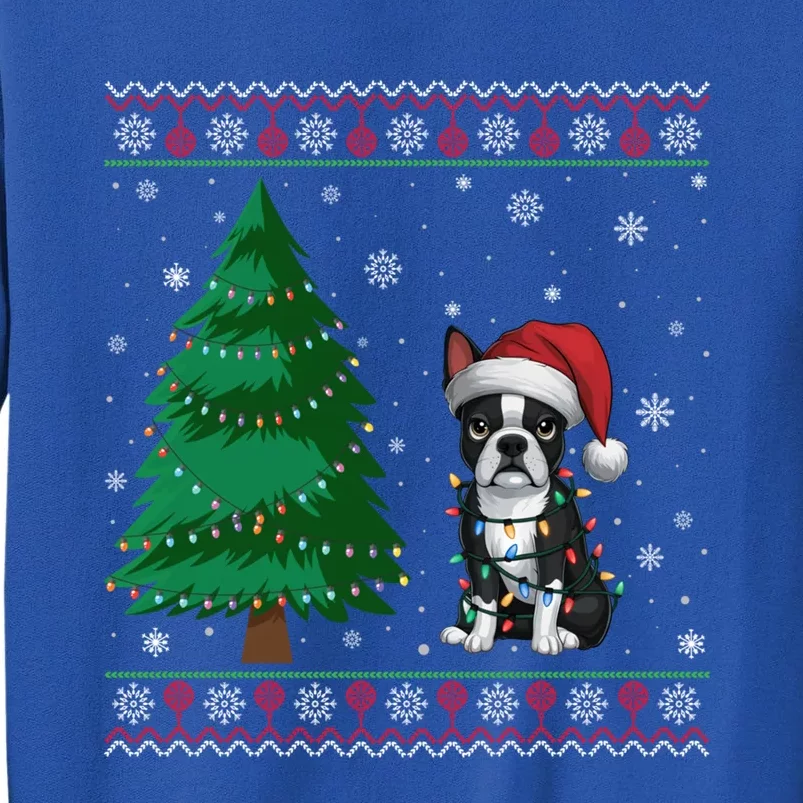 Ugly Christmas Style Xmas Lights Boston Terrier Great Gift Tall Sweatshirt