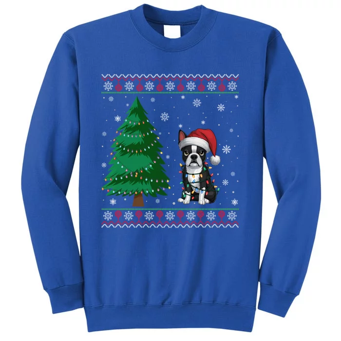 Ugly Christmas Style Xmas Lights Boston Terrier Great Gift Tall Sweatshirt