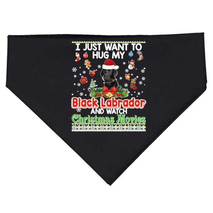 Ugly Christmas Sweater I Just Want To Hug My Black Labrador USA-Made Doggie Bandana