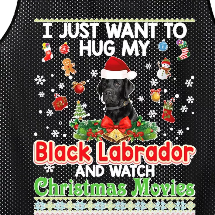 Ugly Christmas Sweater I Just Want To Hug My Black Labrador Mesh Reversible Basketball Jersey Tank