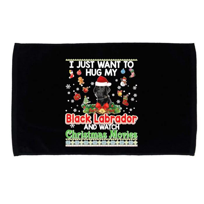 Ugly Christmas Sweater I Just Want To Hug My Black Labrador Microfiber Hand Towel