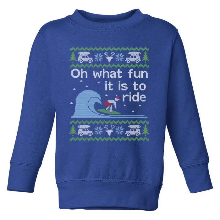 Ugly Christmas Surfer Surfing Surf Funny Gift Toddler Sweatshirt