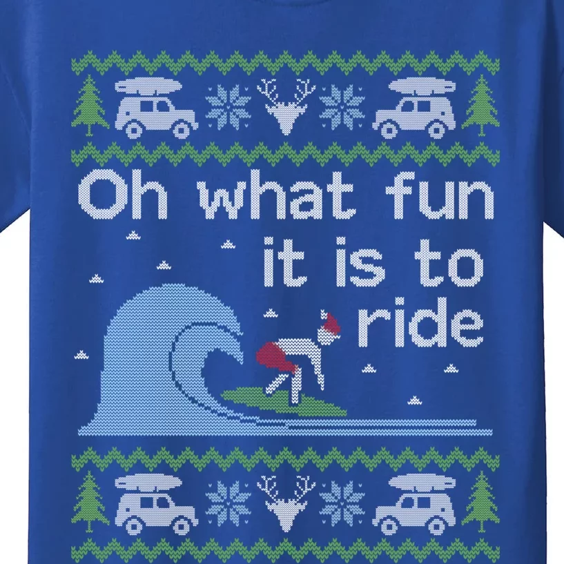 Ugly Christmas Surfer Surfing Surf Funny Gift Kids T-Shirt